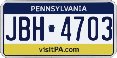 PA license plate JBH4703