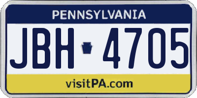 PA license plate JBH4705