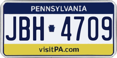 PA license plate JBH4709