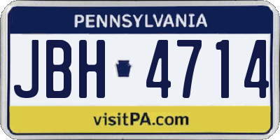 PA license plate JBH4714