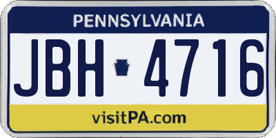 PA license plate JBH4716