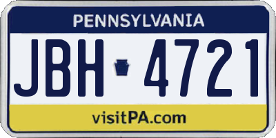 PA license plate JBH4721