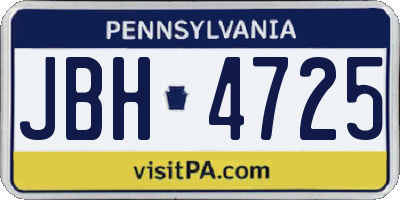 PA license plate JBH4725