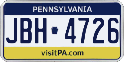 PA license plate JBH4726