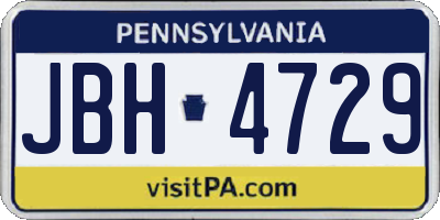 PA license plate JBH4729