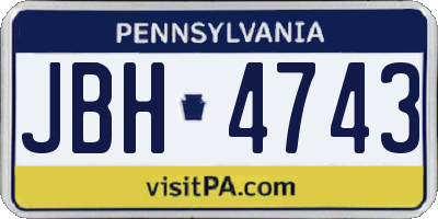 PA license plate JBH4743