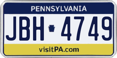 PA license plate JBH4749