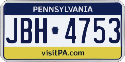 PA license plate JBH4753