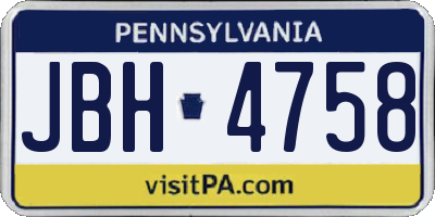 PA license plate JBH4758