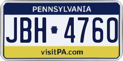 PA license plate JBH4760