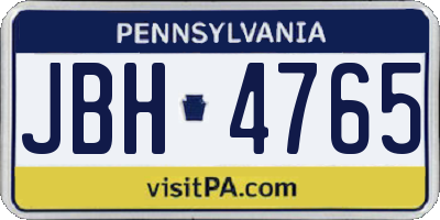 PA license plate JBH4765