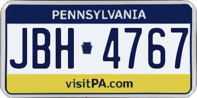 PA license plate JBH4767