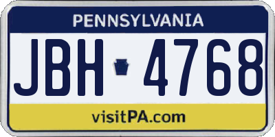 PA license plate JBH4768