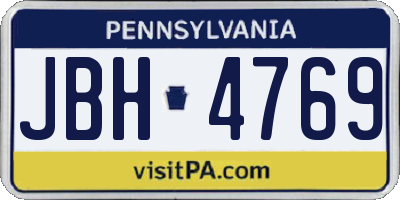 PA license plate JBH4769