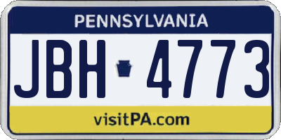 PA license plate JBH4773