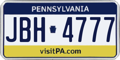 PA license plate JBH4777