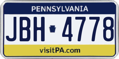 PA license plate JBH4778