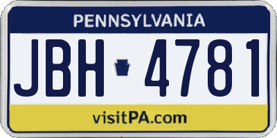 PA license plate JBH4781