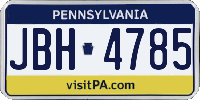 PA license plate JBH4785