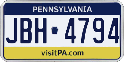 PA license plate JBH4794