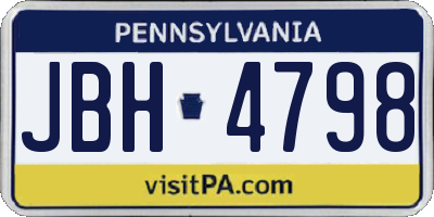 PA license plate JBH4798