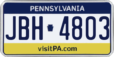 PA license plate JBH4803