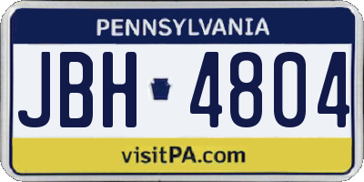 PA license plate JBH4804