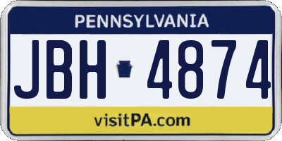 PA license plate JBH4874