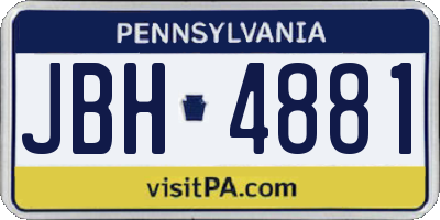 PA license plate JBH4881