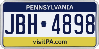 PA license plate JBH4898