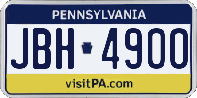 PA license plate JBH4900