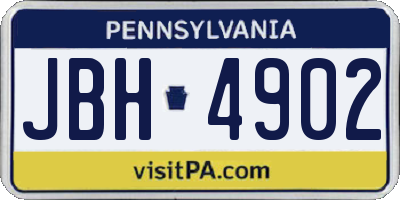 PA license plate JBH4902