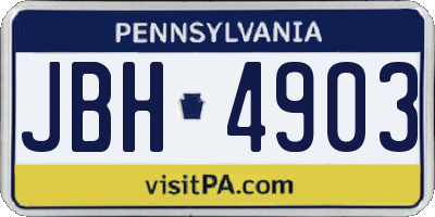 PA license plate JBH4903