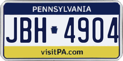 PA license plate JBH4904