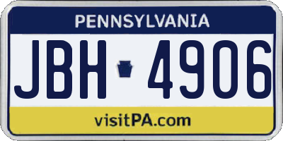 PA license plate JBH4906