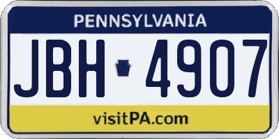 PA license plate JBH4907