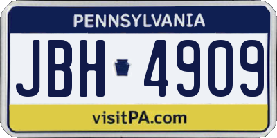 PA license plate JBH4909