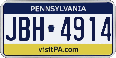 PA license plate JBH4914