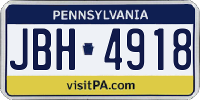 PA license plate JBH4918