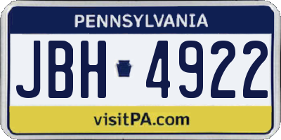 PA license plate JBH4922