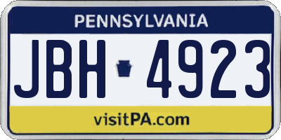 PA license plate JBH4923