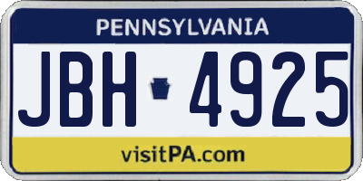 PA license plate JBH4925