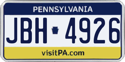 PA license plate JBH4926