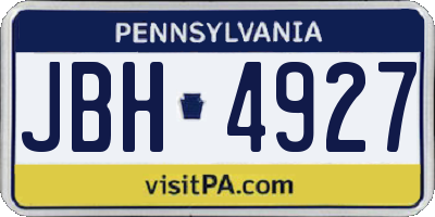 PA license plate JBH4927