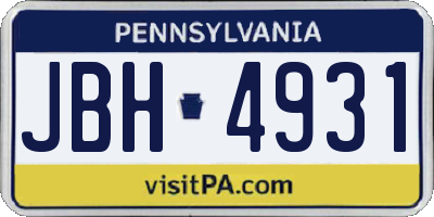 PA license plate JBH4931