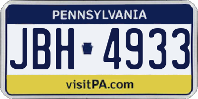 PA license plate JBH4933