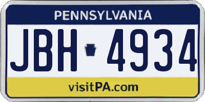 PA license plate JBH4934