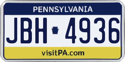 PA license plate JBH4936