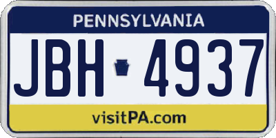 PA license plate JBH4937