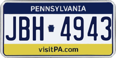 PA license plate JBH4943